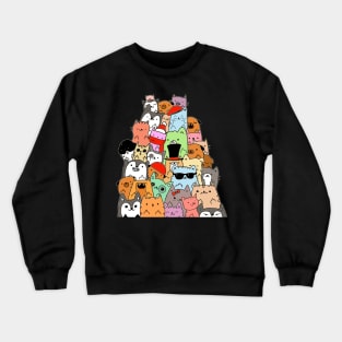 Cute Cats and Dogs Doodle Crewneck Sweatshirt